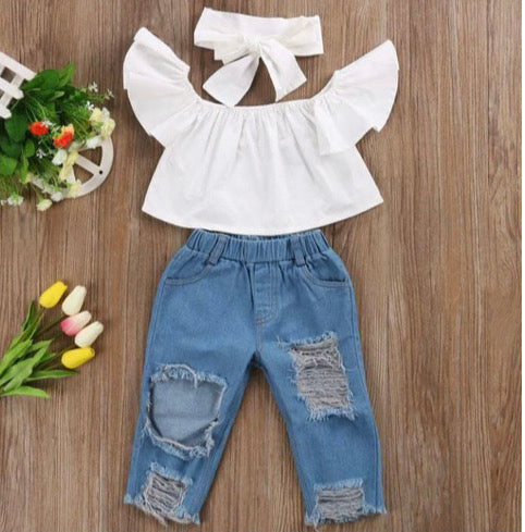 Ripped Jean 3 Piece Set